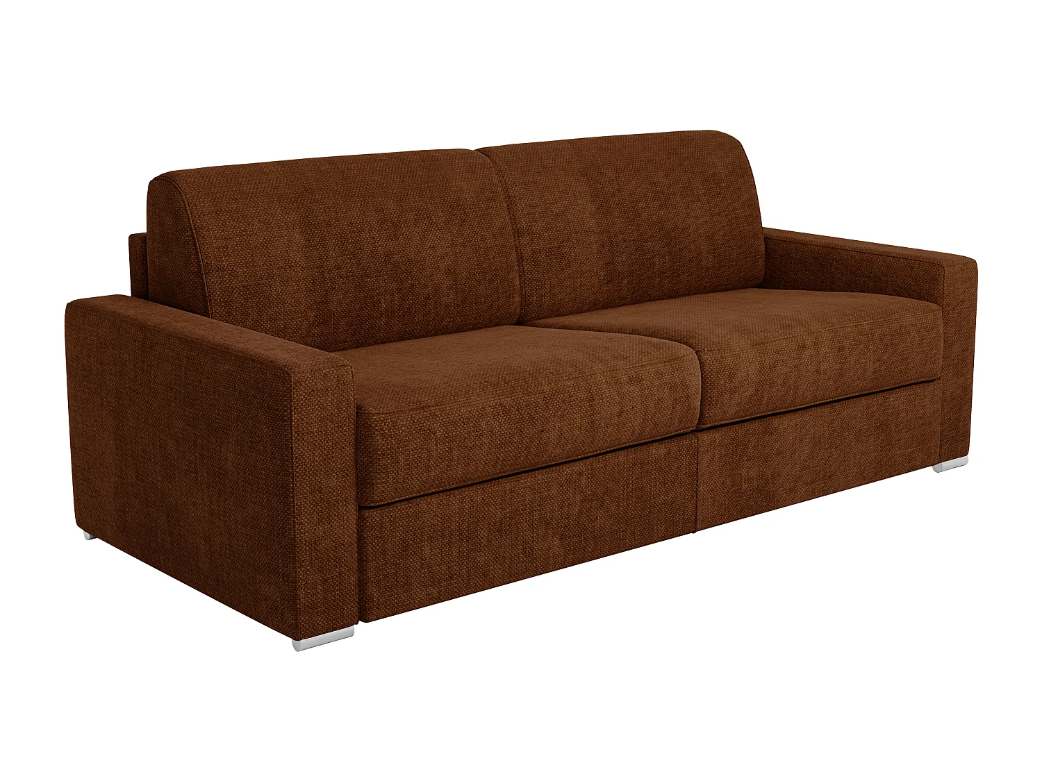 Canapé 4 places convertible express en tissu terracotta - Couchage 160 cm - Matelas 18 cm CALITO
