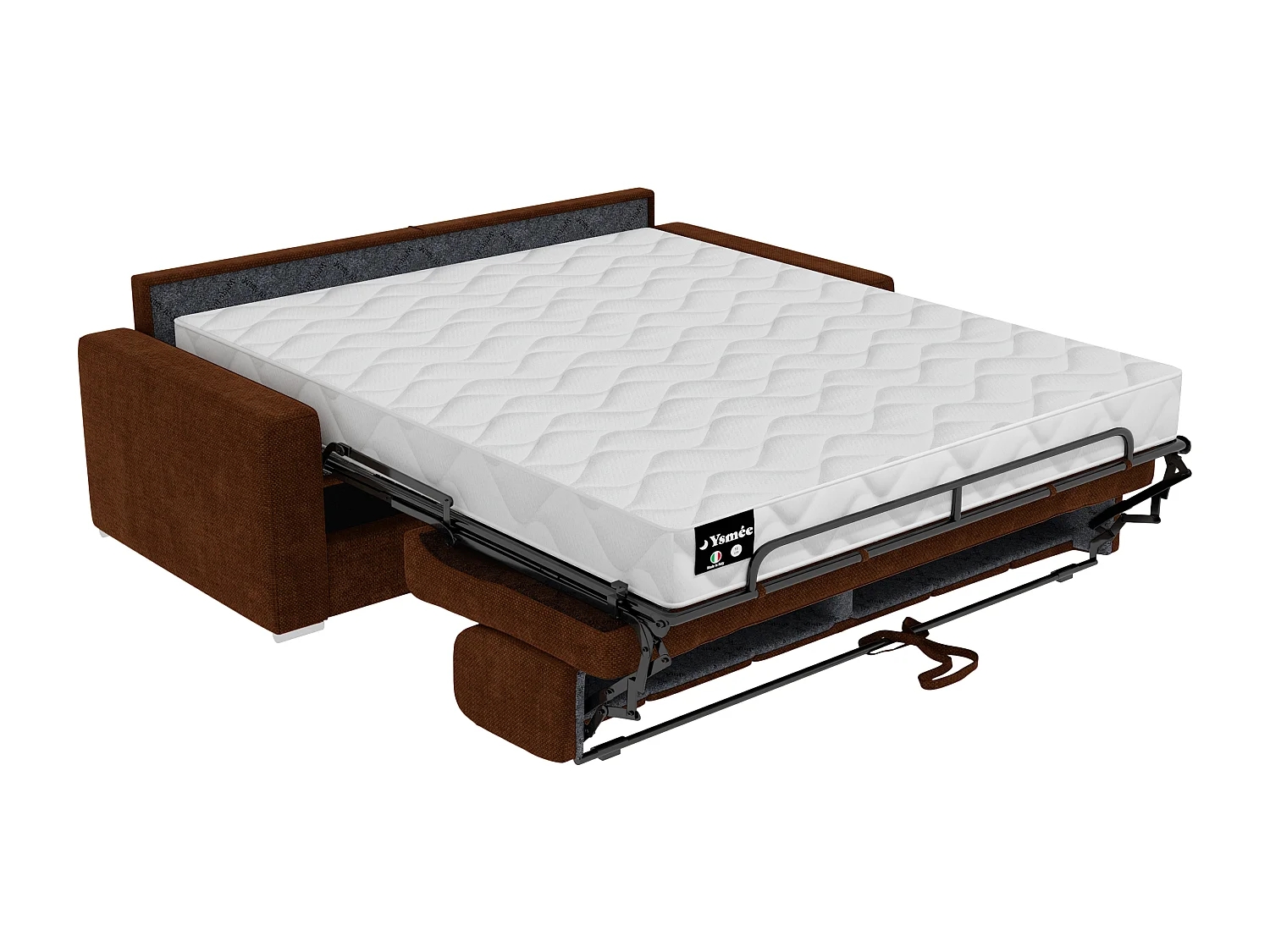 Canapé 4 places convertible express en tissu terracotta - Matelas 22 cm avec mémoire de forme CALITO
