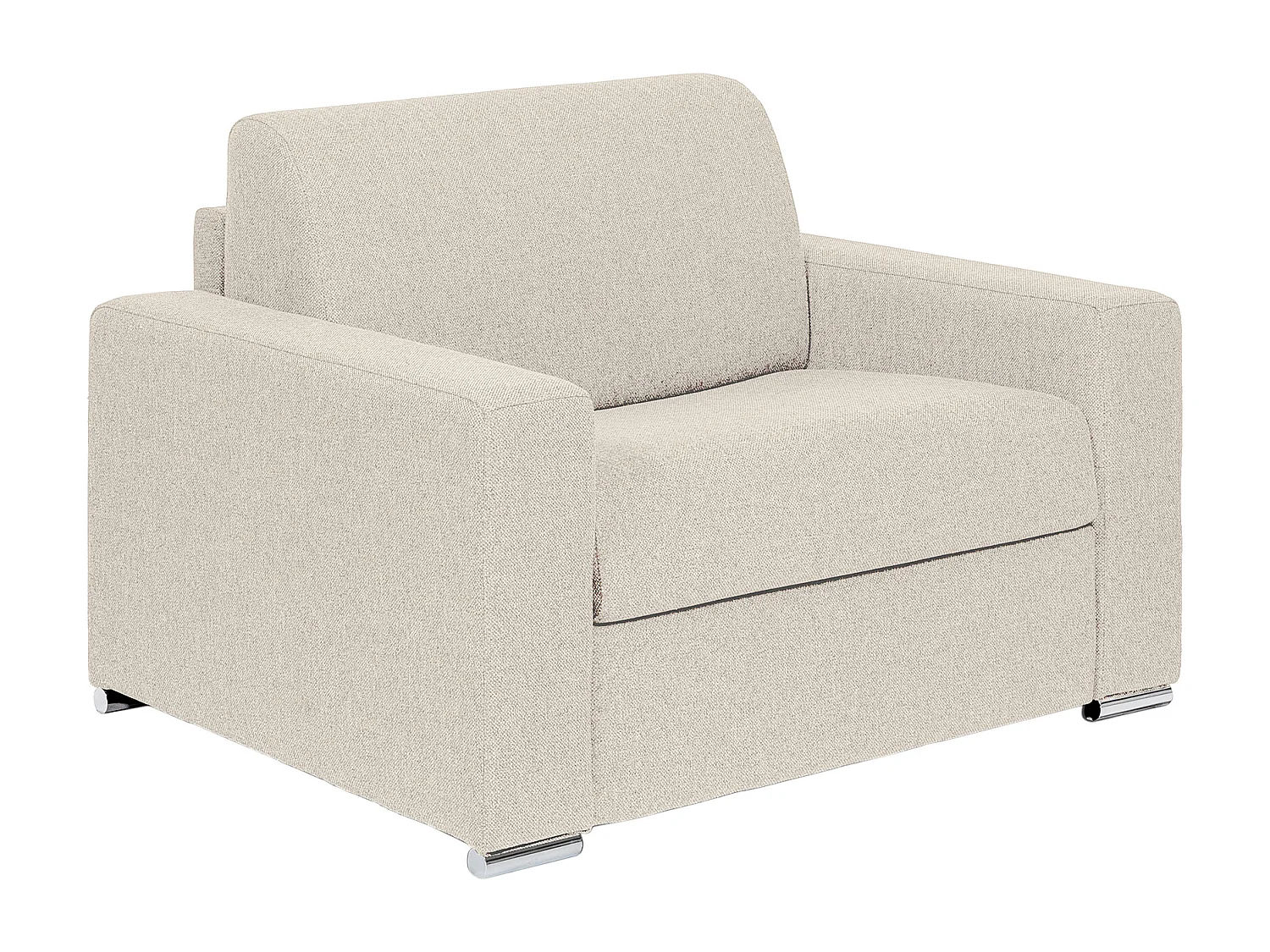 Fauteuil convertible express en tissu chiné beige - Couchage à lattes larges 70 cm - Matelas 14 cm - CALITO