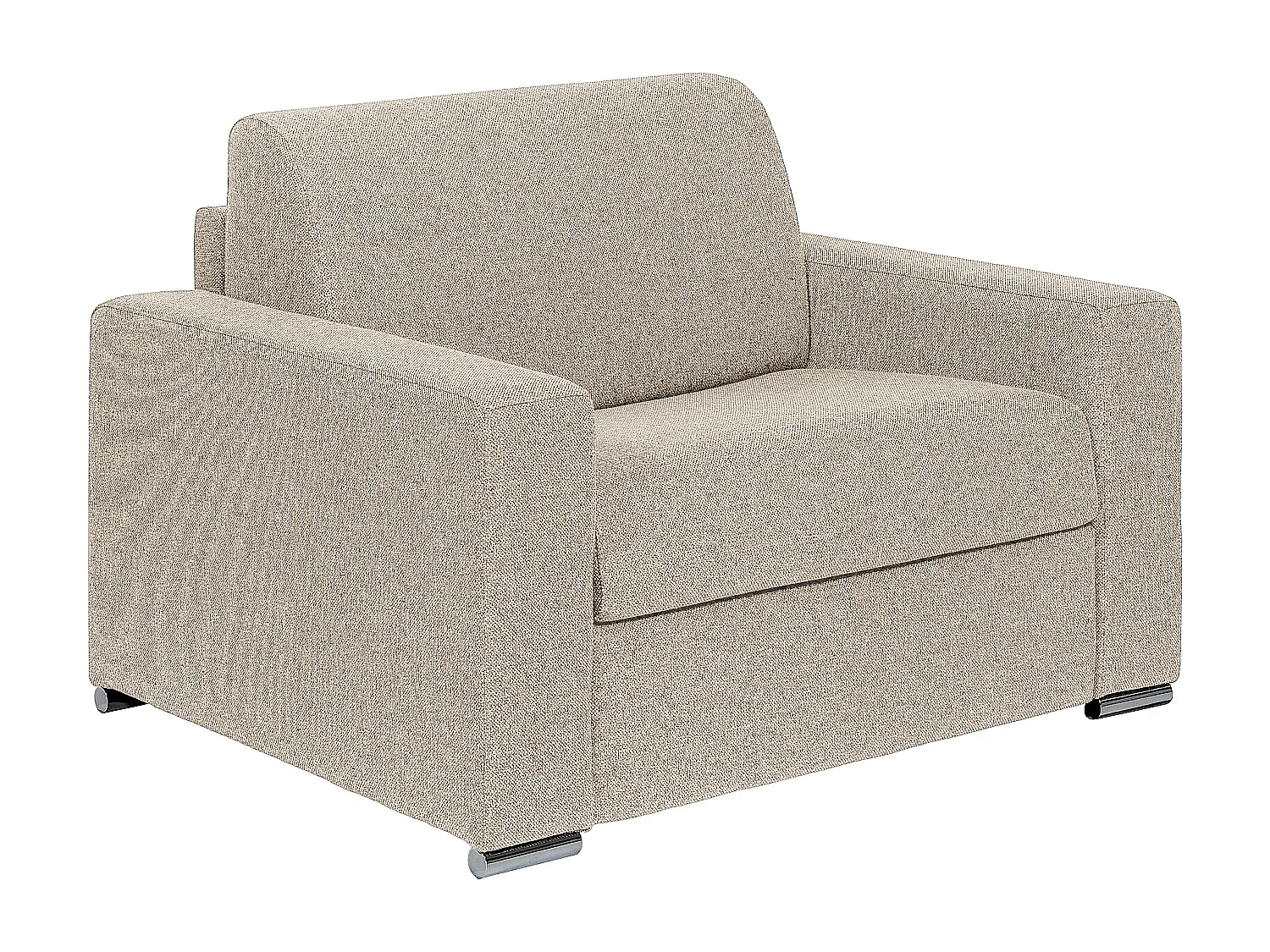 Fauteuil convertible express en tissu texturé beige - Couchage à lattes larges 70 cm - Matelas 14 cm - CALITO