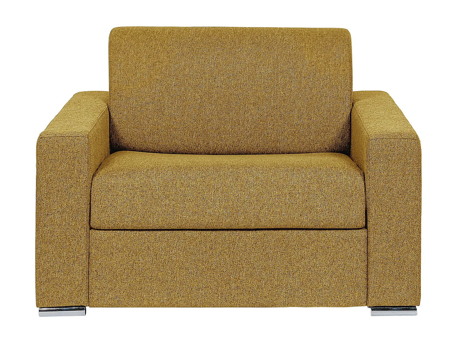 Fauteuil convertible express en tissu texturé jaune - Couchage à lattes larges 70 cm - Matelas 14 cm - CALITO