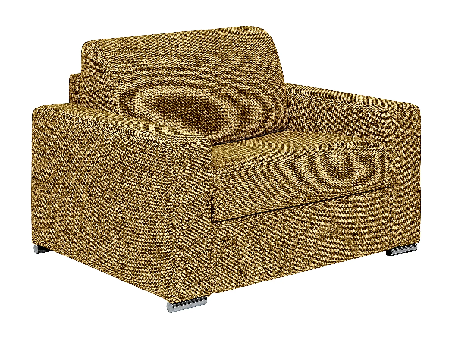 Fauteuil convertible express en tissu texturé jaune - Couchage à lattes larges 70 cm - Matelas 14 cm - CALITO