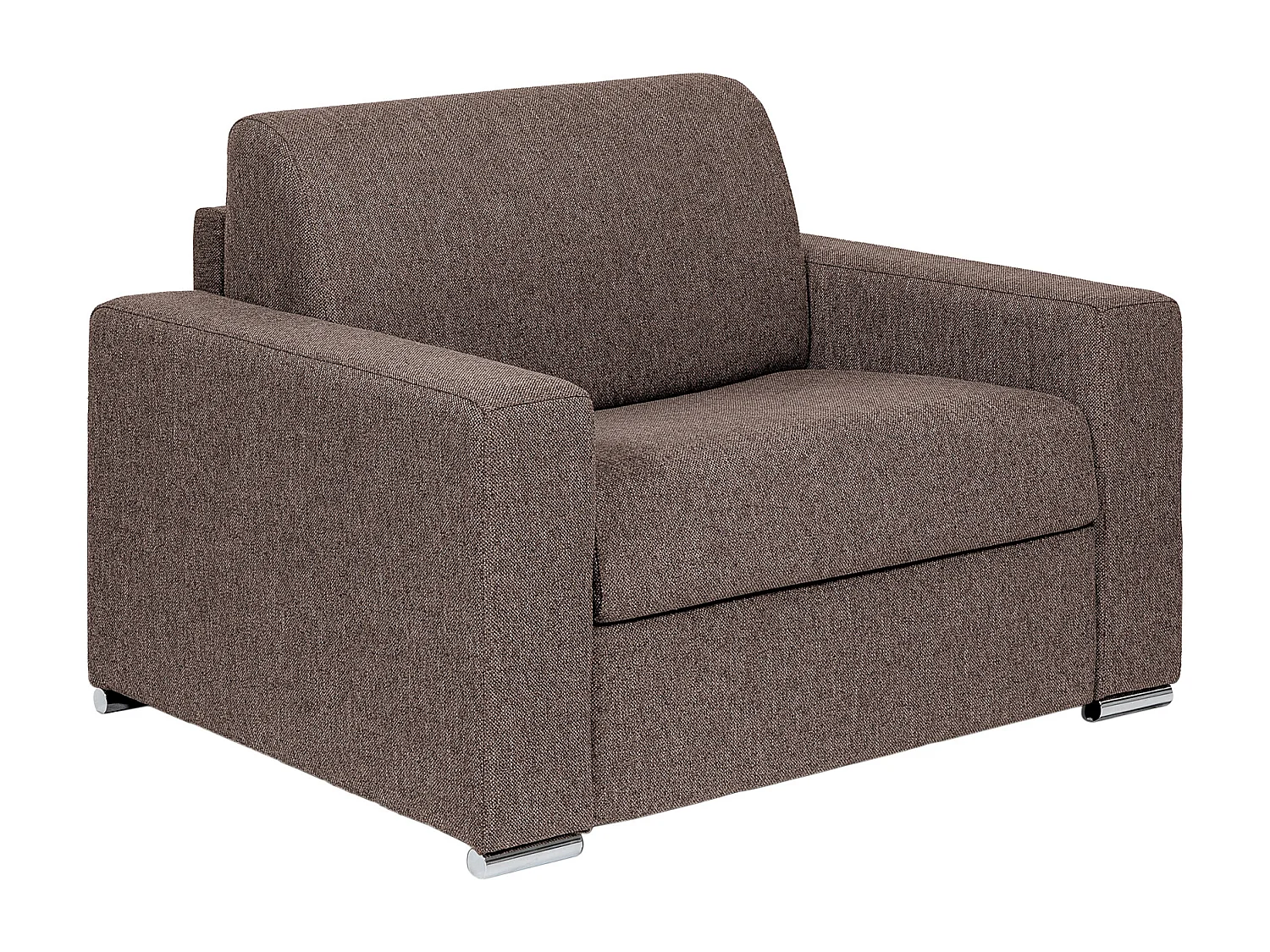 Fauteuil convertible express en tissu chiné chocolat - Couchage 70 cm - Matelas 18 cm - CALITO