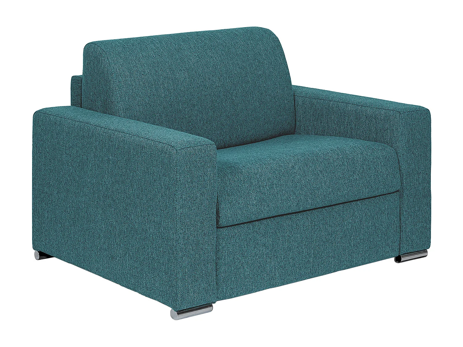 Fauteuil convertible express en tissu chiné bleu - Couchage à lattes larges 70 cm - Matelas 18 cm - CALITO