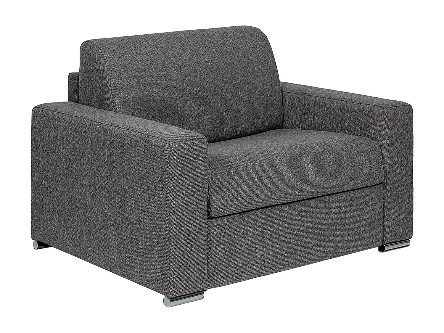 Fauteuil convertible express en tissu chiné anthracite - Couchage à lattes larges 70 cm - Matelas 18 cm - CALITO