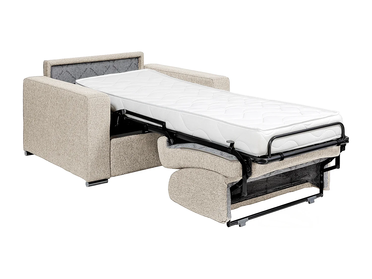 Fauteuil convertible express en tissu texturé beige - Couchage 70 cm - Matelas 18 cm - CALITO