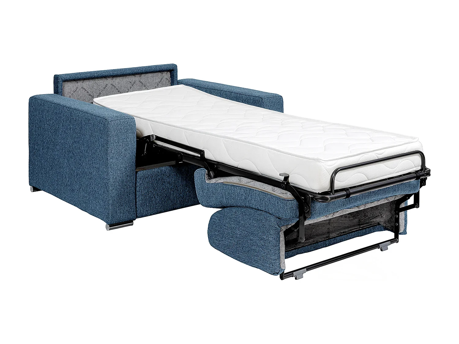 Fauteuil convertible express en tissu texturé bleu - Couchage 70 cm - Matelas 18 cm - CALITO