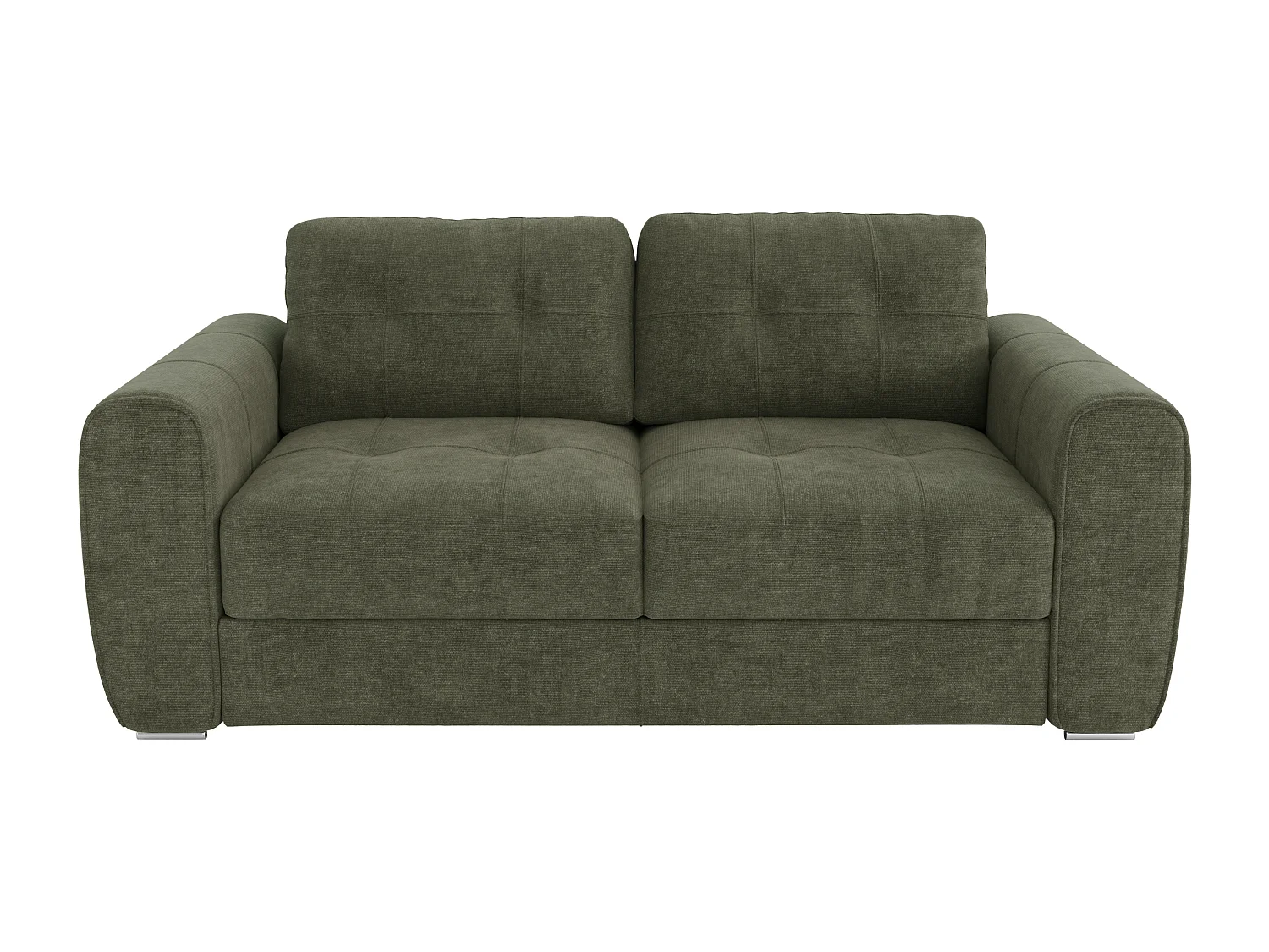 Canapé 3 places convertible express en tissu vert - Couchage à lattes larges 140 cm - Matelas 22 cm avec mémoire de forme - BOLIPO