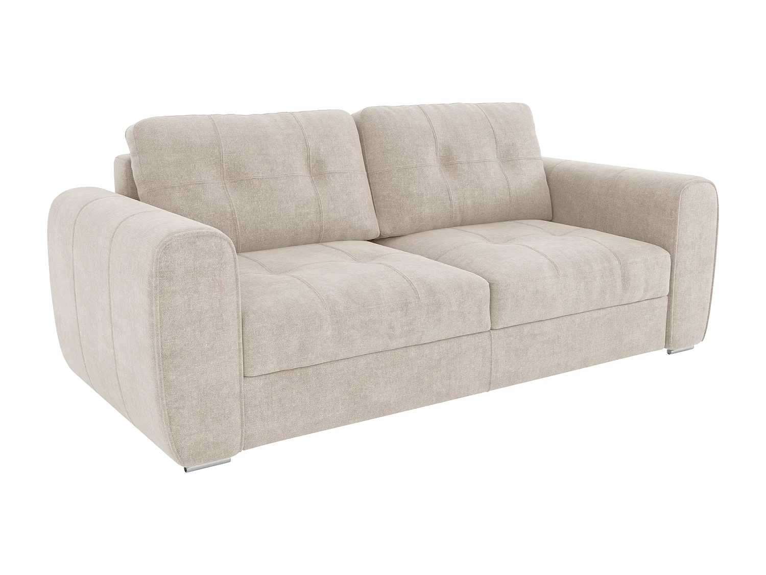 Canapé 4 places convertible express en tissu beige - Couchage à lattes large 160 cm - Matelas 18 cm - BOLIPO