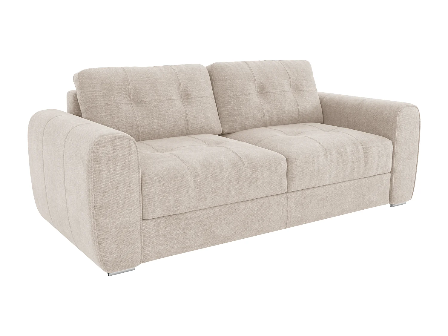 Canapé 4 places convertible express en tissu beige - Couchage à lattes large 160 cm - Matelas 22 cm avec mémoire de forme - BOLIPO