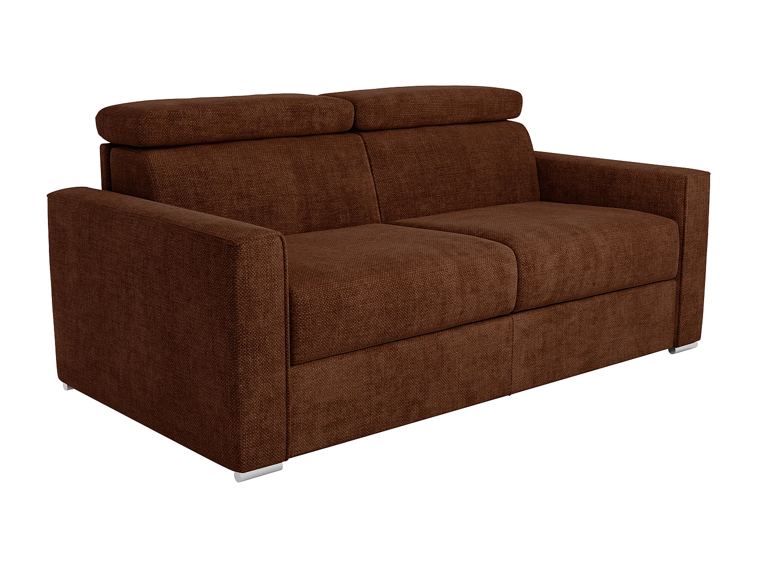 Canapé 3 places convertible express en tissu terracotta - Couchage à lattes larges 140 cm - Matelas 22 cm avec mémoire de forme VIZIR