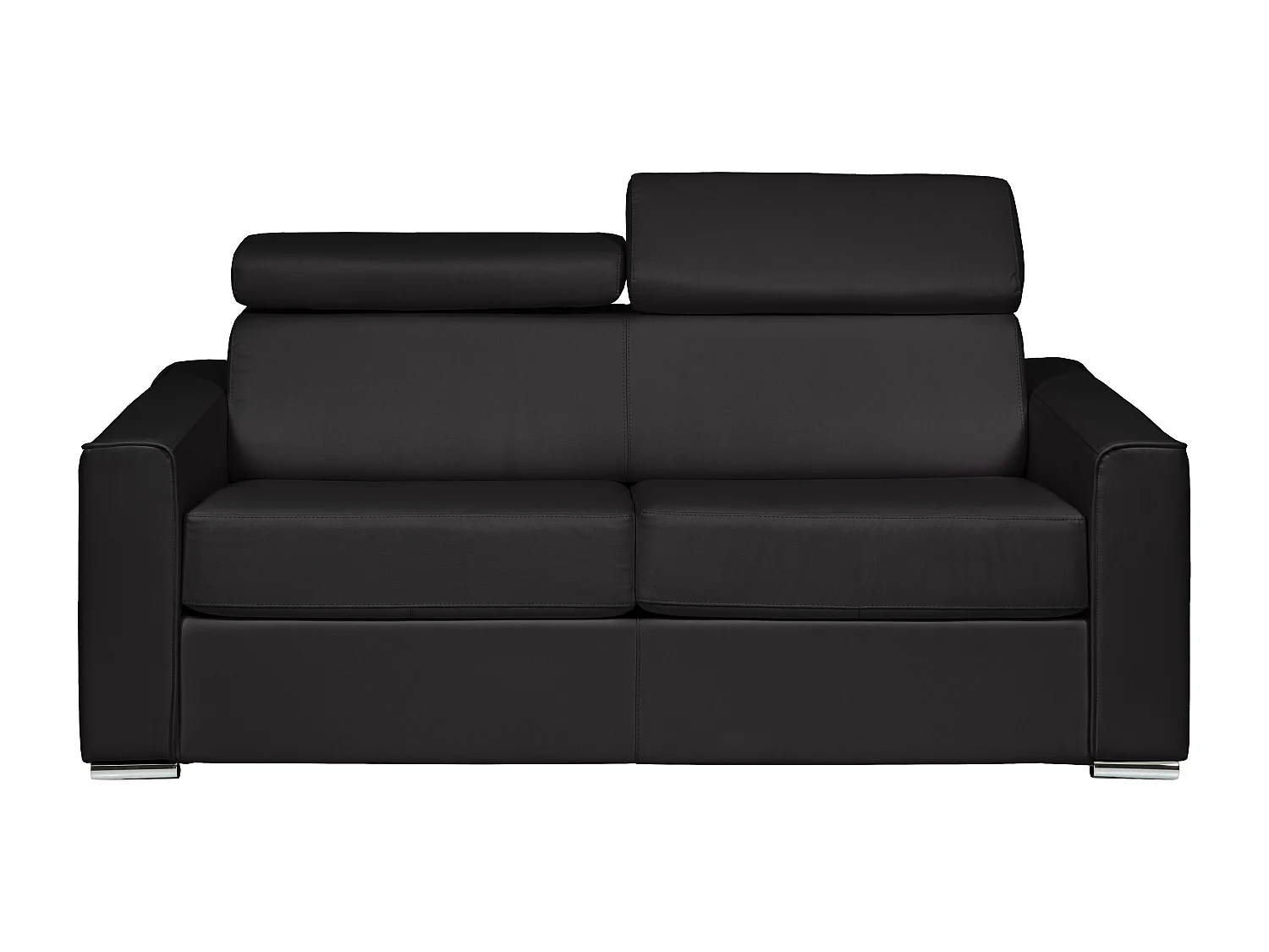 Canapé 4 places convertible express en cuir de buffle noir - Couchage à lattes larges 160 cm - Matelas 22 cm avec mémoire de forme VIZIR