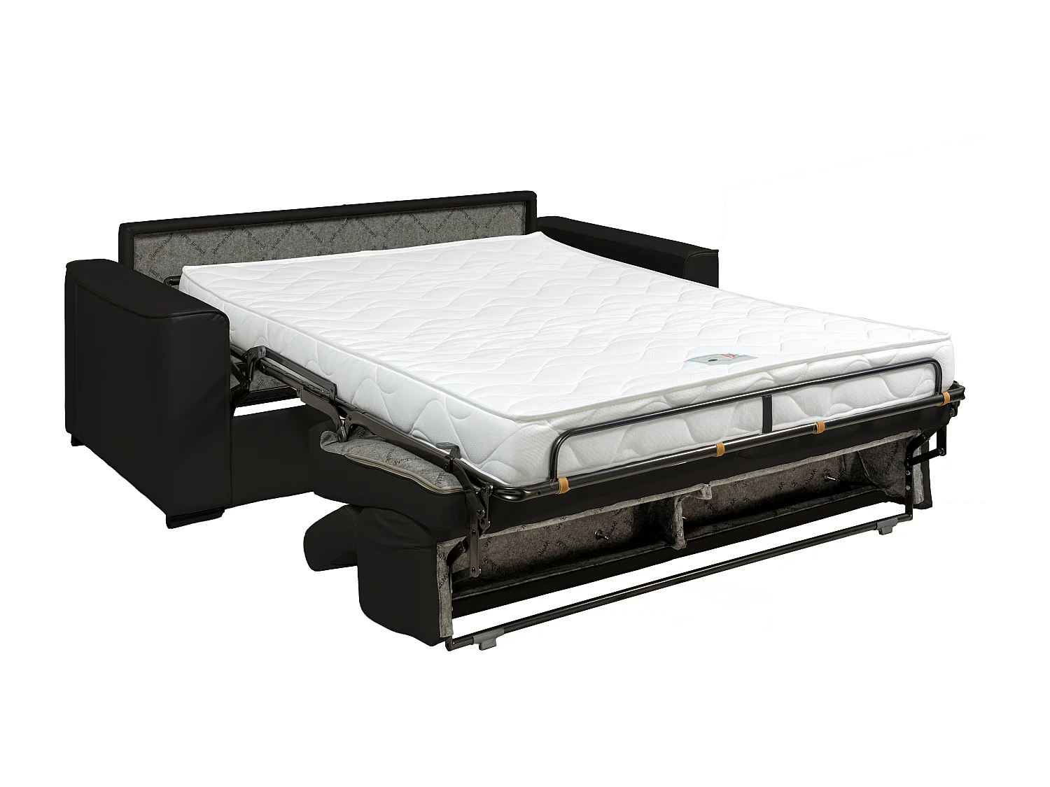 Canapé 4 places convertible express en cuir de buffle gris - Couchage 160 cm - Matelas 14 cm VIZIR
