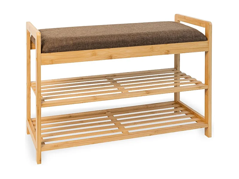 Banco zapatero MOA Vinthera 2 estantes con asiento acolchado natural 50x70x30 cm