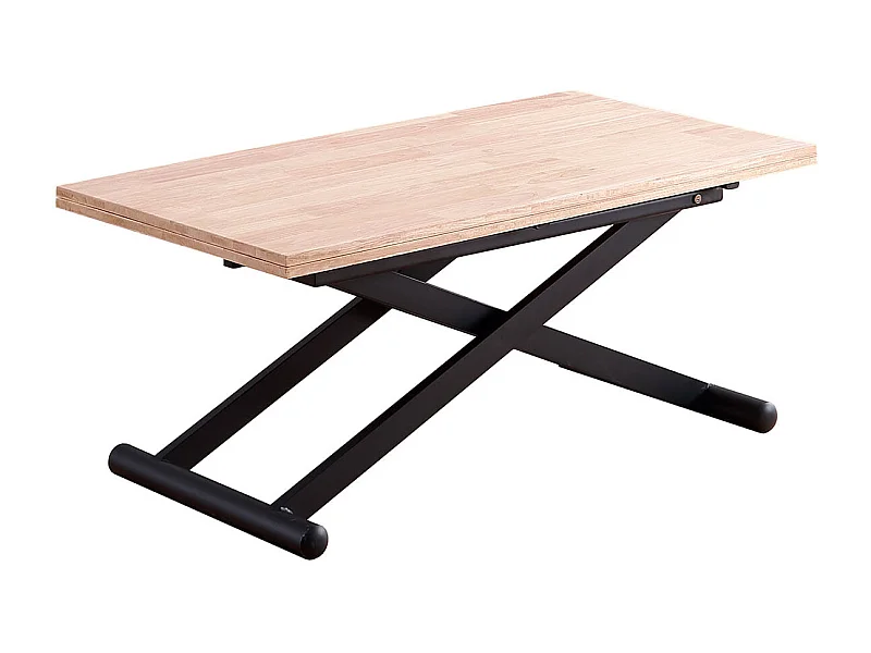 Mesa de centro elevable Natural convertible en mesa de comedor roble Nordish/negro 49x110x57 cm Adec