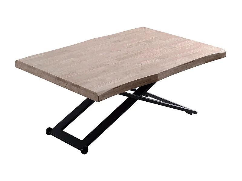 Mesa de centro Zoe elevable con tapa irregular roble Honey/negro 49-76x120x80 cm Adec