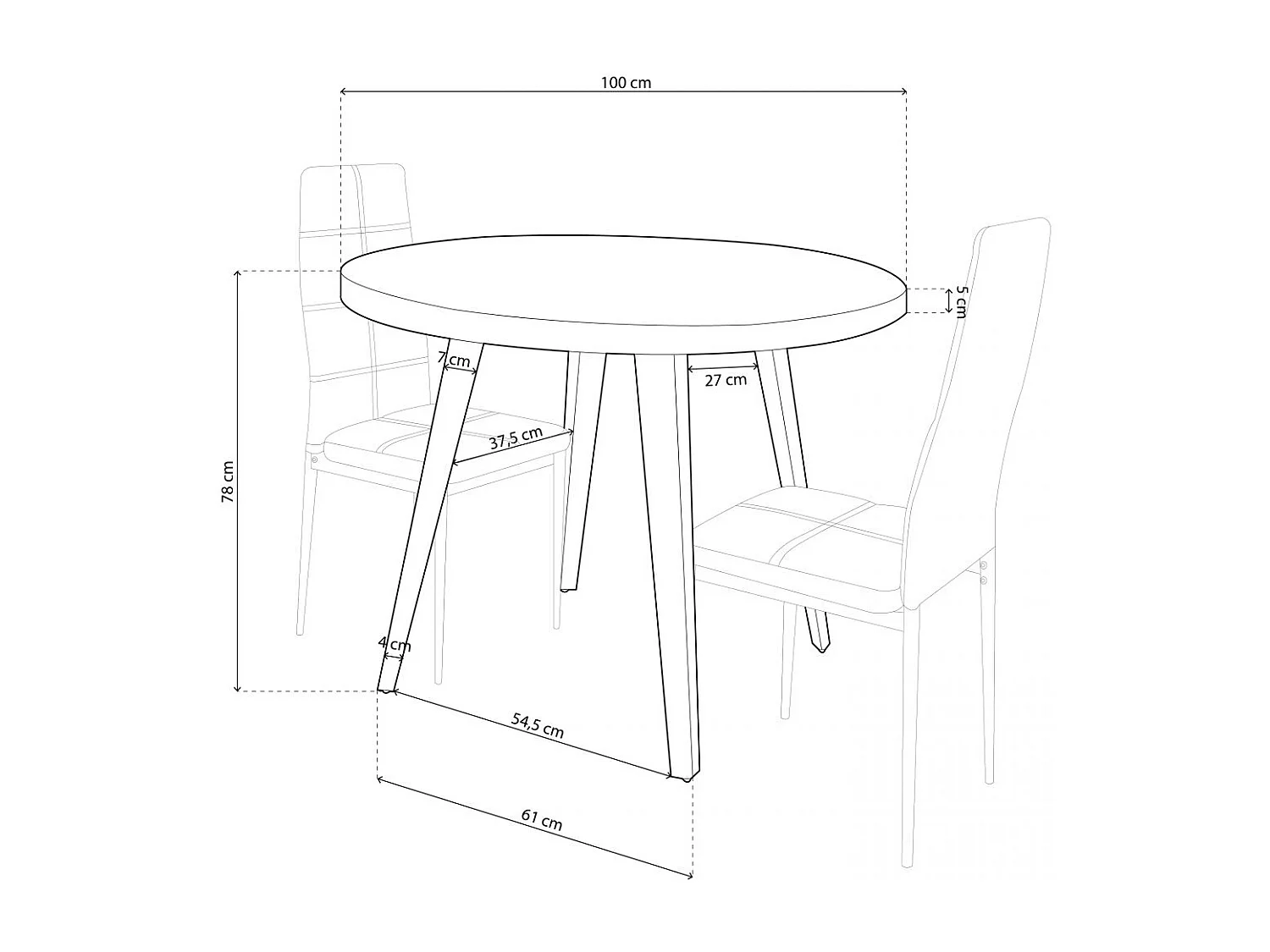 Mesa de comedor Berg diseño fijo roble honey/negro Ø100x76 cm Adec