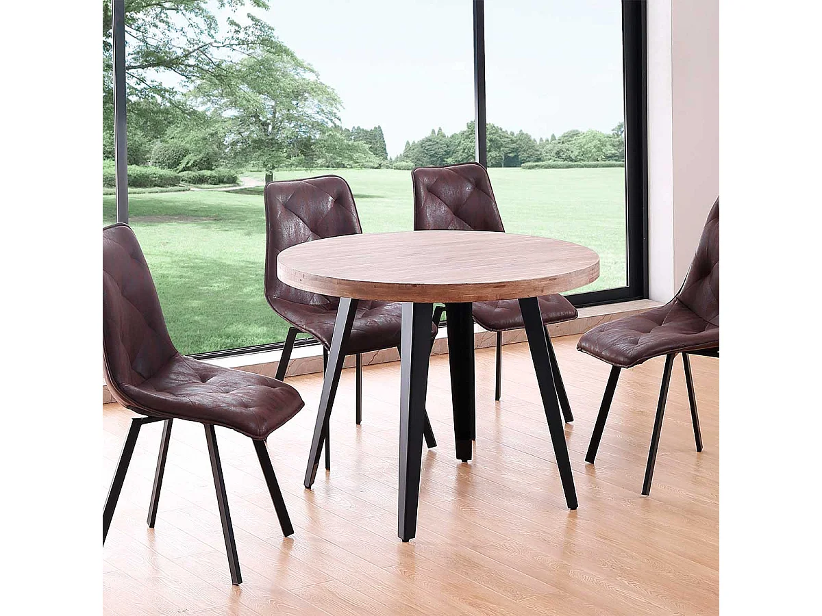 Mesa de comedor Berg diseño fijo roble honey/negro Ø100x76 cm Adec