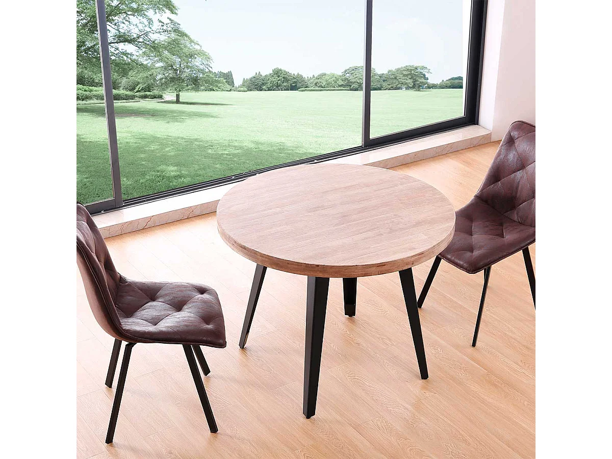 Mesa de comedor Berg diseño fijo roble honey/negro Ø100x76 cm Adec
