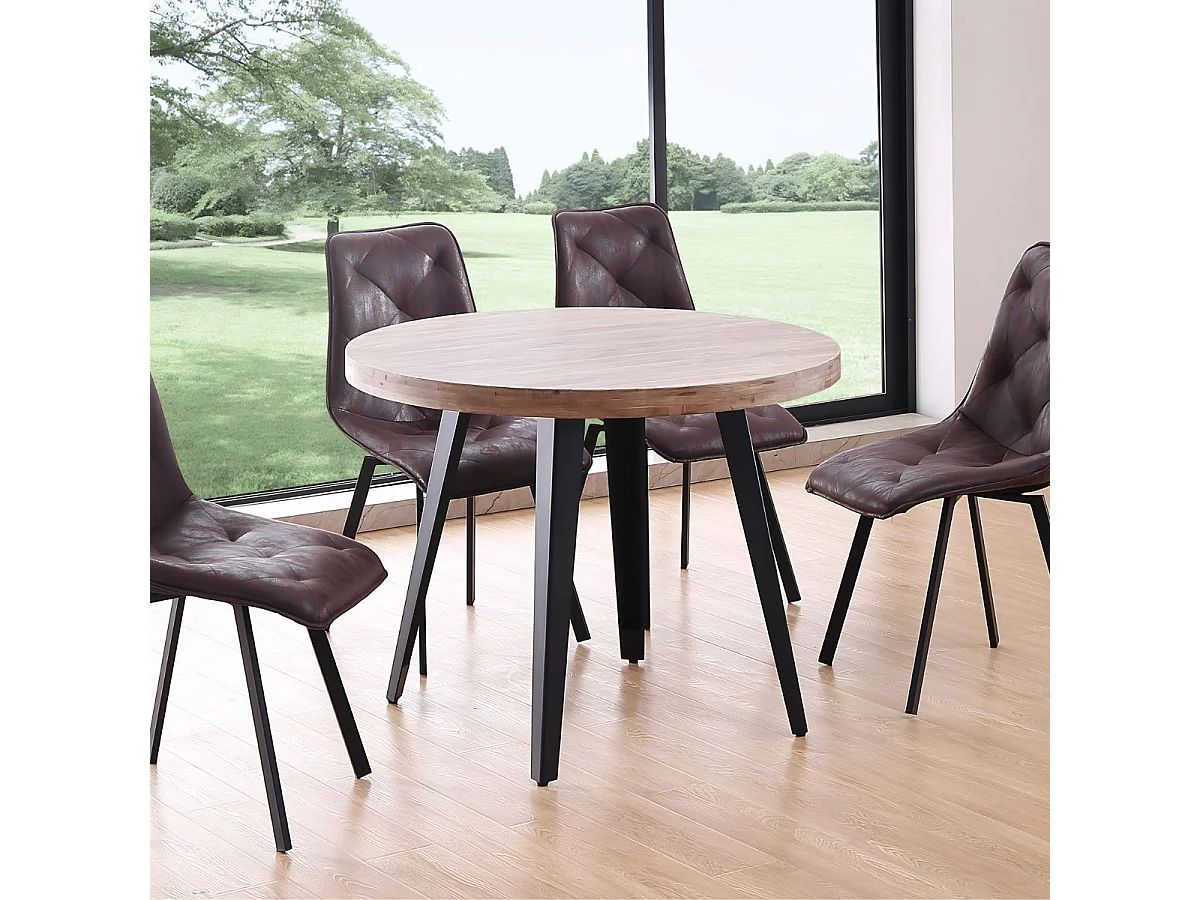 Mesa de comedor Berg diseño fijo roble honey/negro Ø100x76 cm Adec