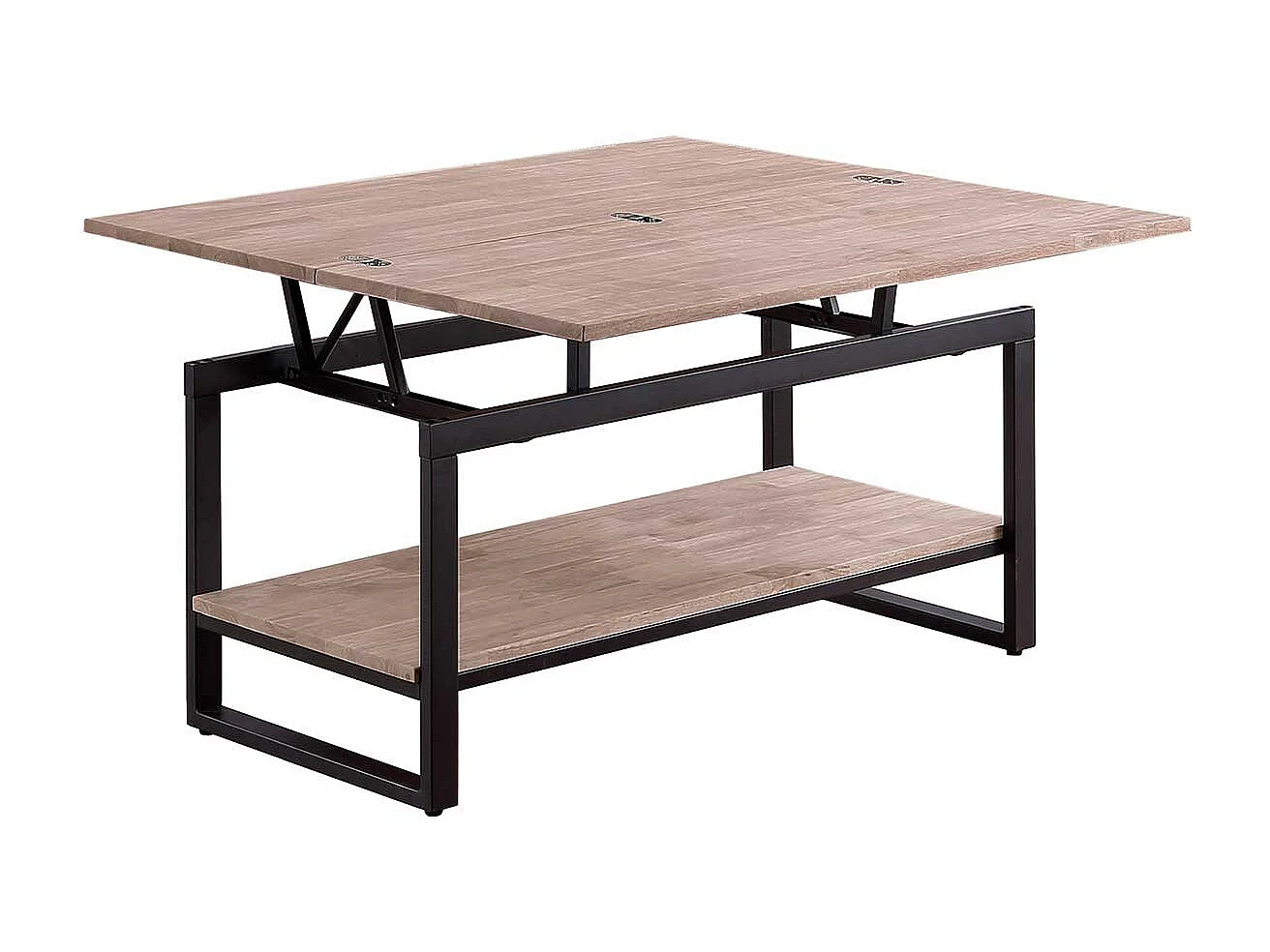 Mesa de centro Steve elevable y extensible + estante inferior roble Honey/negro Adec