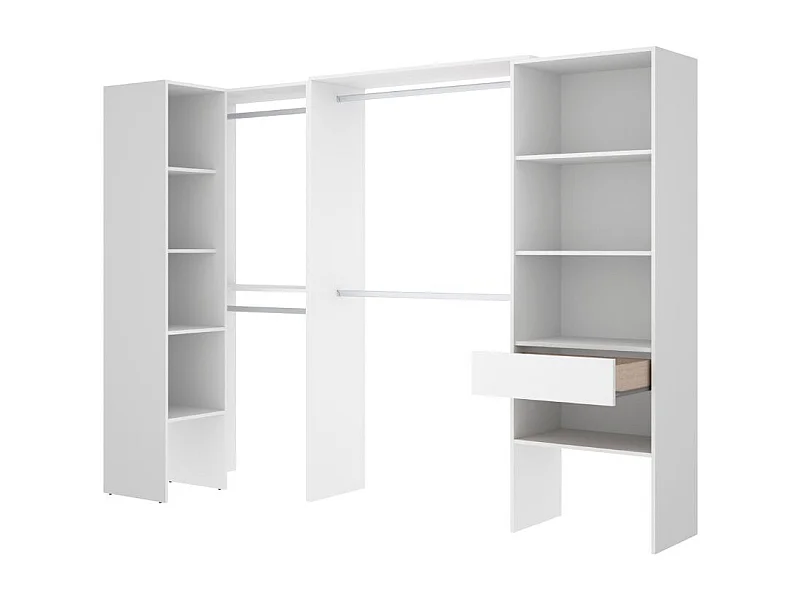 Armario vestidor Suit 2 módulos + 2 columnas + 4 barras blanco 187x248,5-198,5x79,5 cm