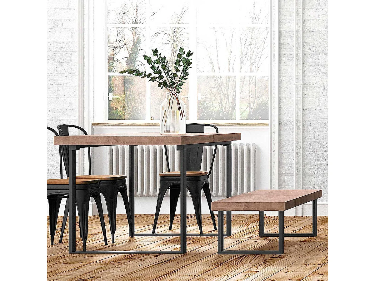 Banco asiento Loft roble Honey/negro 47x120x34 cm Adec