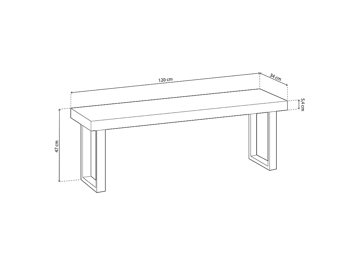 Banco asiento Loft roble Honey/negro 47x120x34 cm Adec