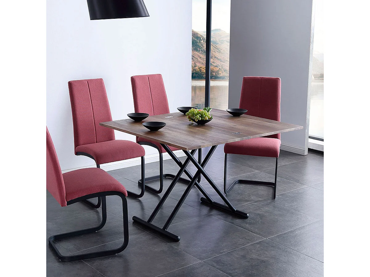Mesa de centro Up & Down elevable y extensible 4 posiciones nogal/negro 49-76x100x50 cm Adec