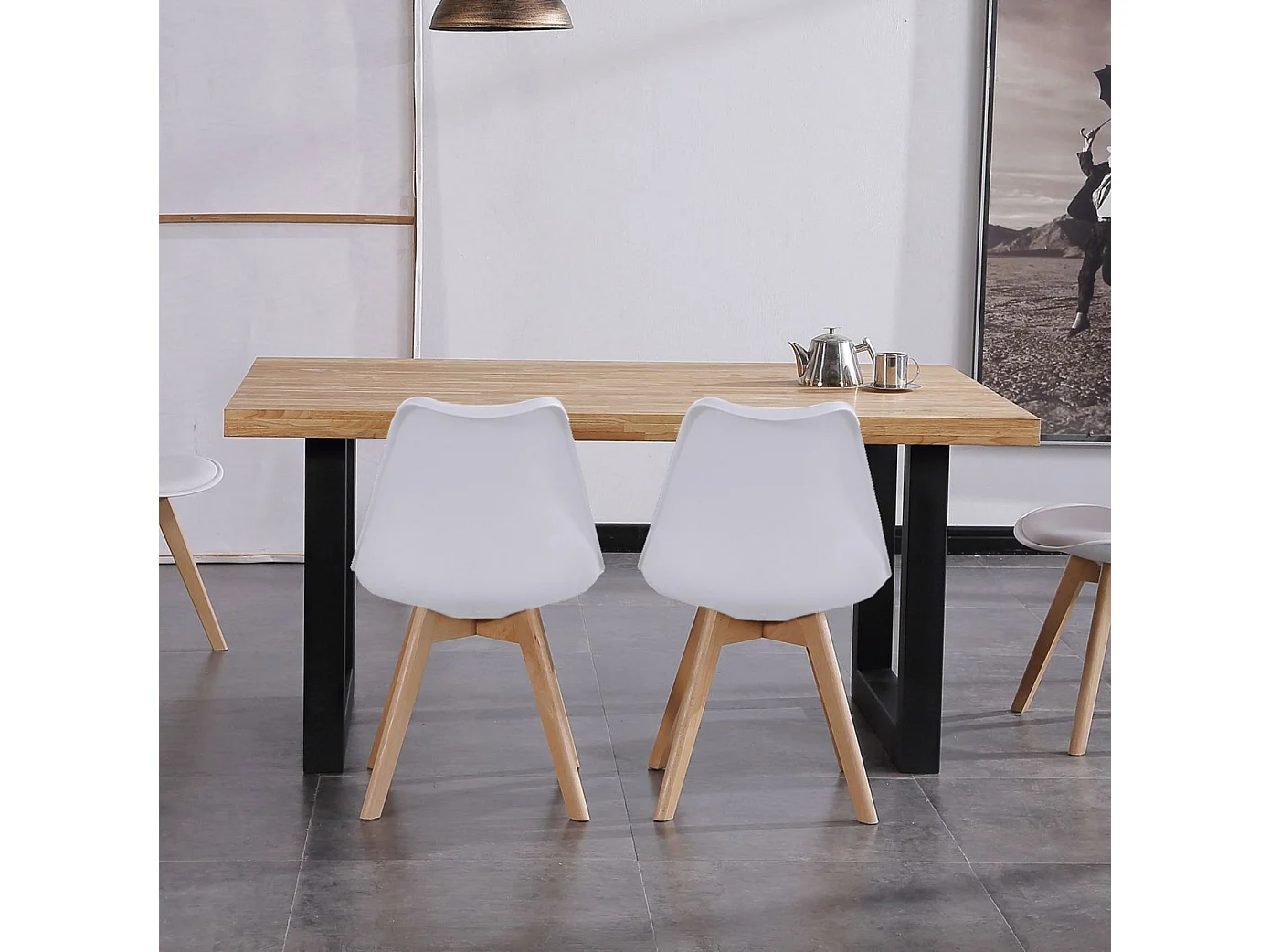 Mesa comedor Lis roble nordish/negro industrial 160x100x75 cm