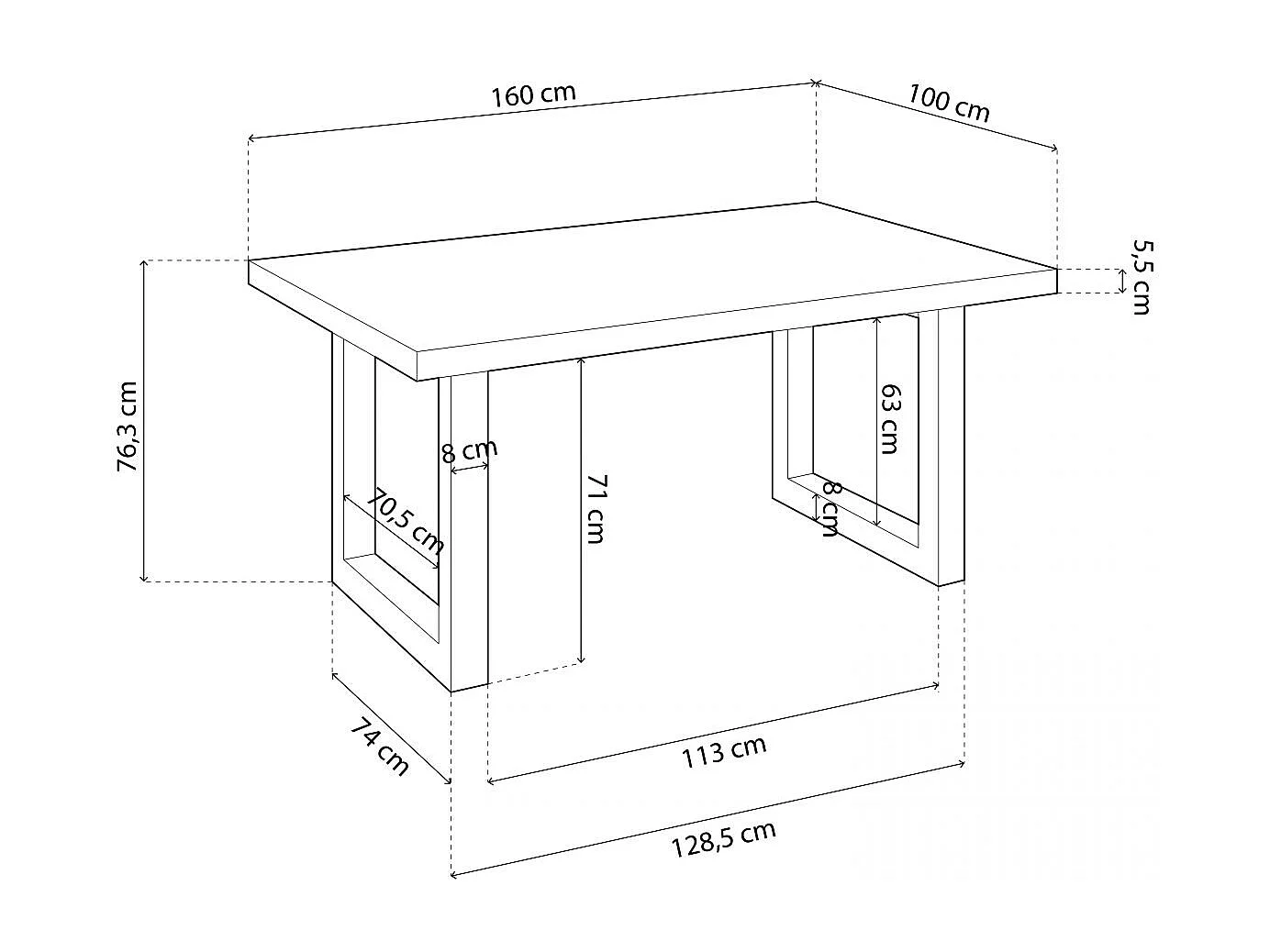 Mesa comedor Lis roble nordish/negro industrial 160x100x75 cm