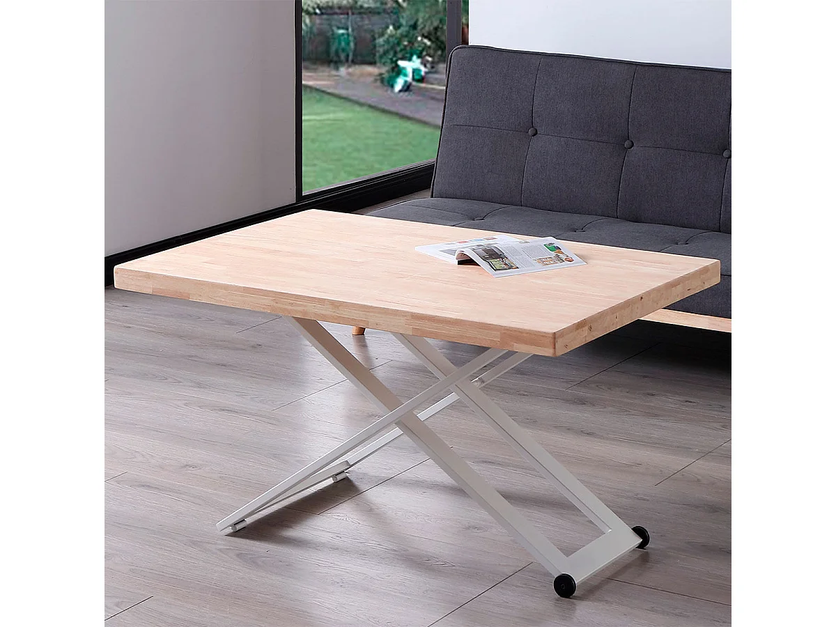 Mesa de centro Zoe elevable con tapa regular roble Nordish/blanco 49-76x120x80 cm Adec