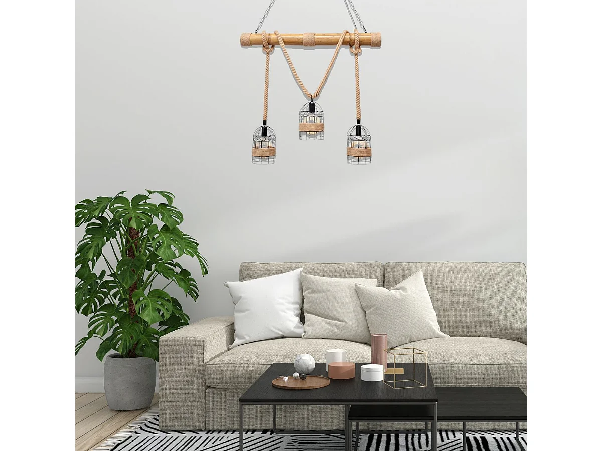 Lámpara de techo Soga Lumit 40W altura regulable marrón 80-130x100x100 cm