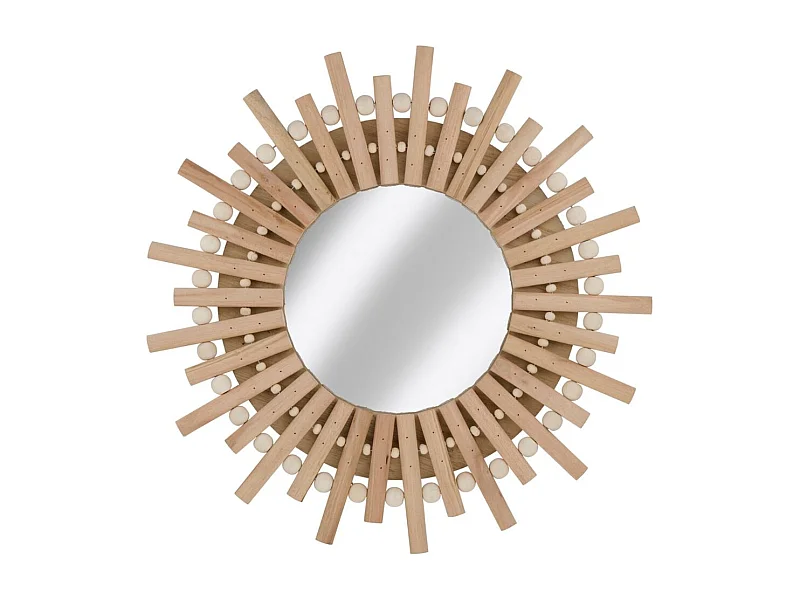 Espejo de pared redondo bohemio madera Ø30 cm