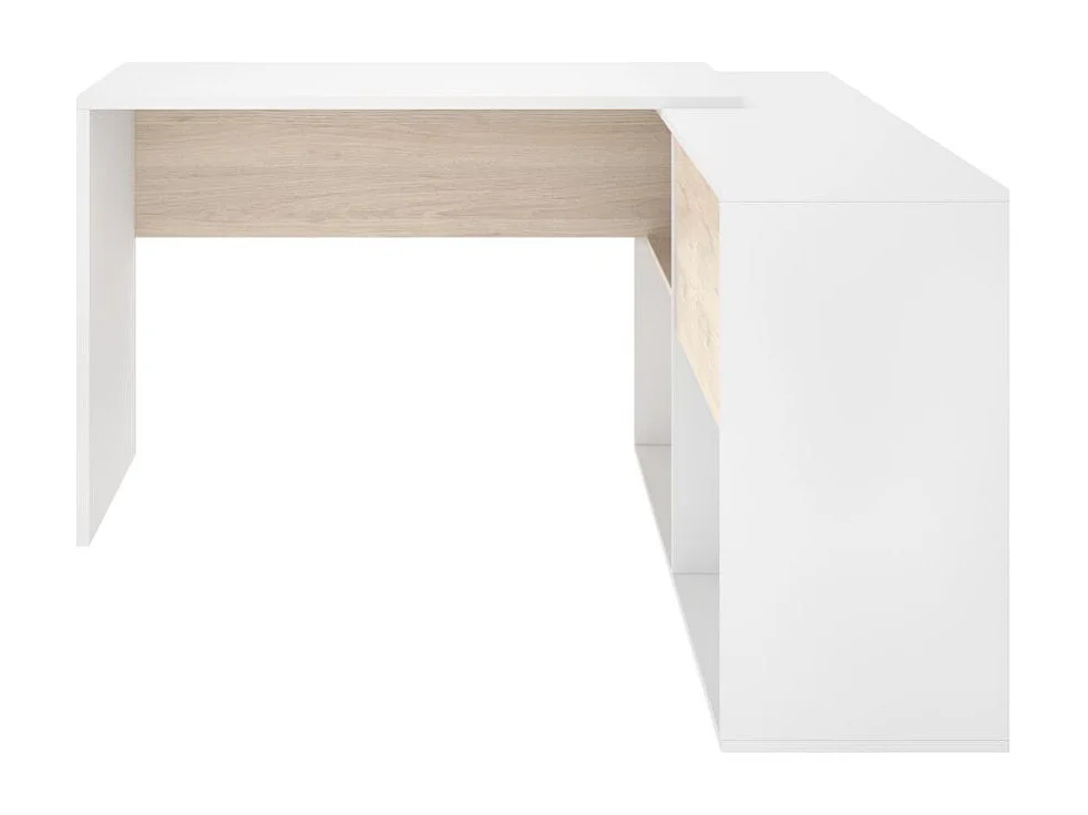 Escritorio Flexo con estante + armario blanco/natural 141x105x70 cm