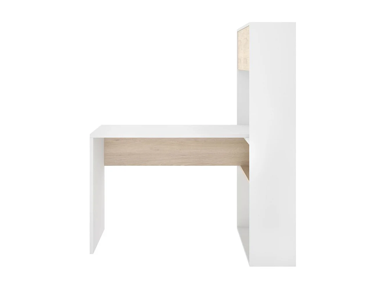Escritorio Flexo con estante + armario blanco/natural 141x105x70 cm