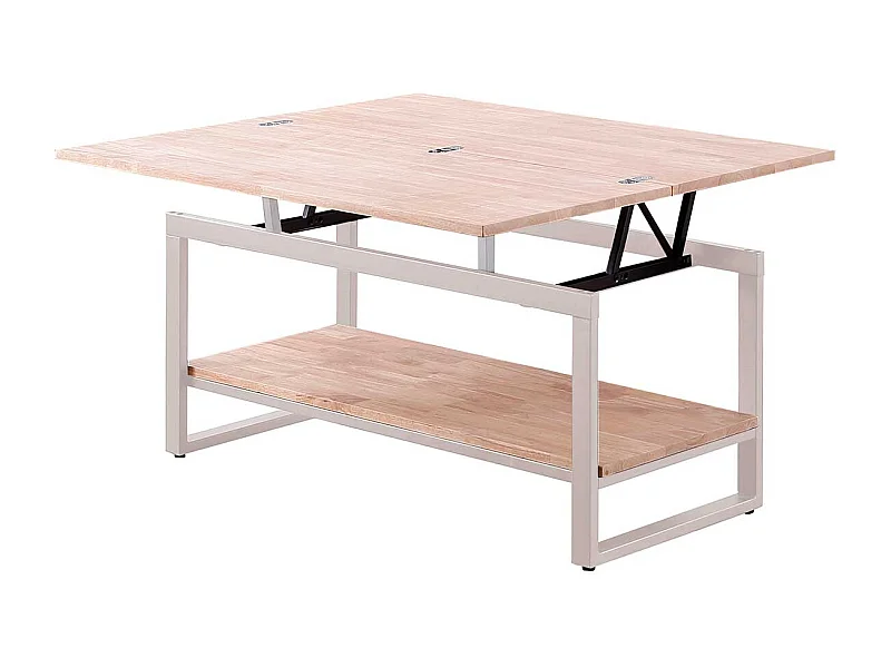 Mesa de centro Steve elevable y extensible + estante inferior roble Nordish/blanco Adec