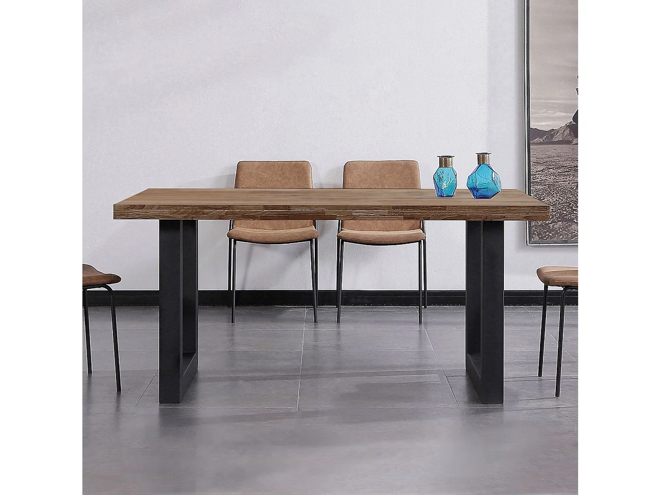 Mesa de comedor Loft fija roble oscuro 75x160x100 cm Adec