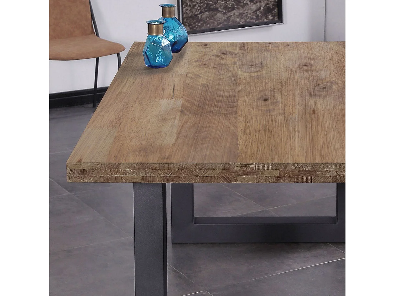 Mesa de comedor Loft fija roble oscuro 75x160x100 cm Adec