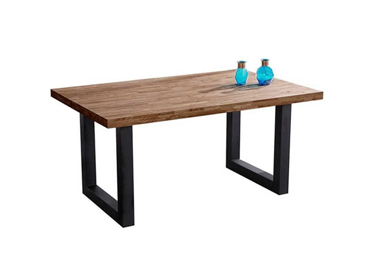 Mesa de comedor Loft fija roble oscuro 75x160x100 cm Adec