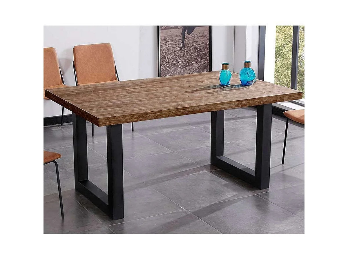 Mesa de comedor Loft fija roble oscuro 75x160x100 cm Adec