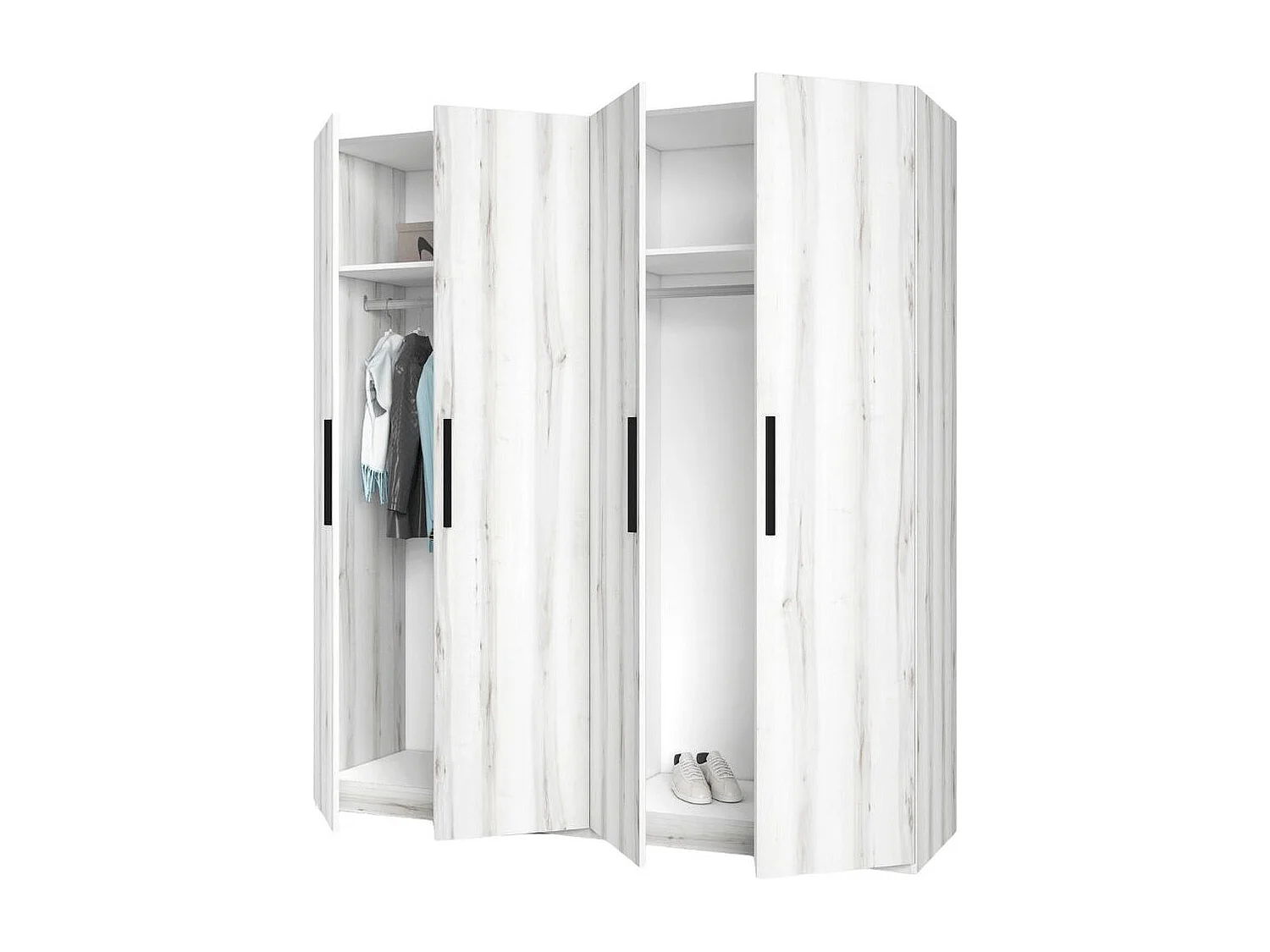 Armario Lido 4 puertas abatibles blanco 197,5x181,4x52,6 cm