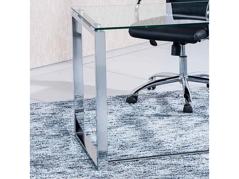 Mesa de estudio Benetto 120 cristal translúcido patas cromadas 73x120x60 cm Adec