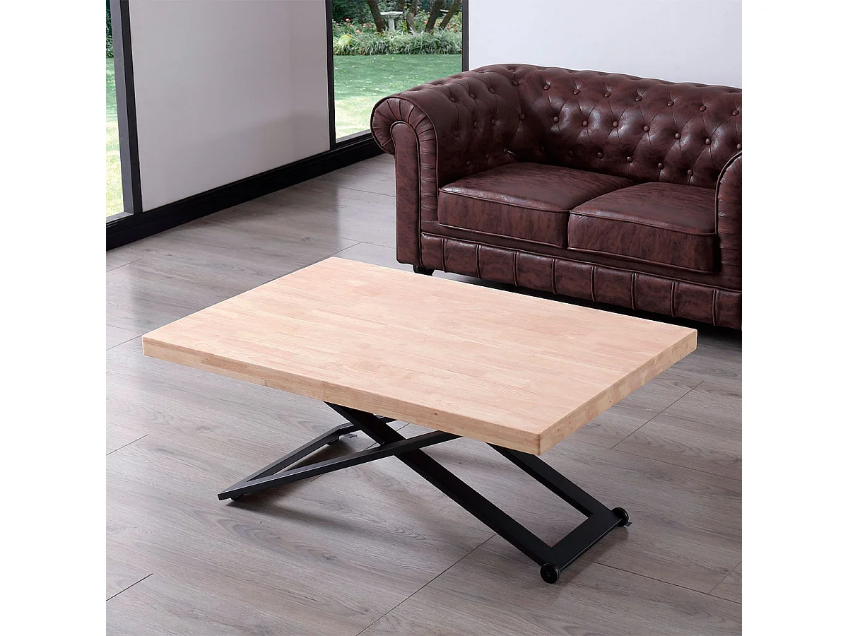 Mesa de centro Zoe elevable con tapa regular roble Nordish/negro 49-76x120x80 cm Adec