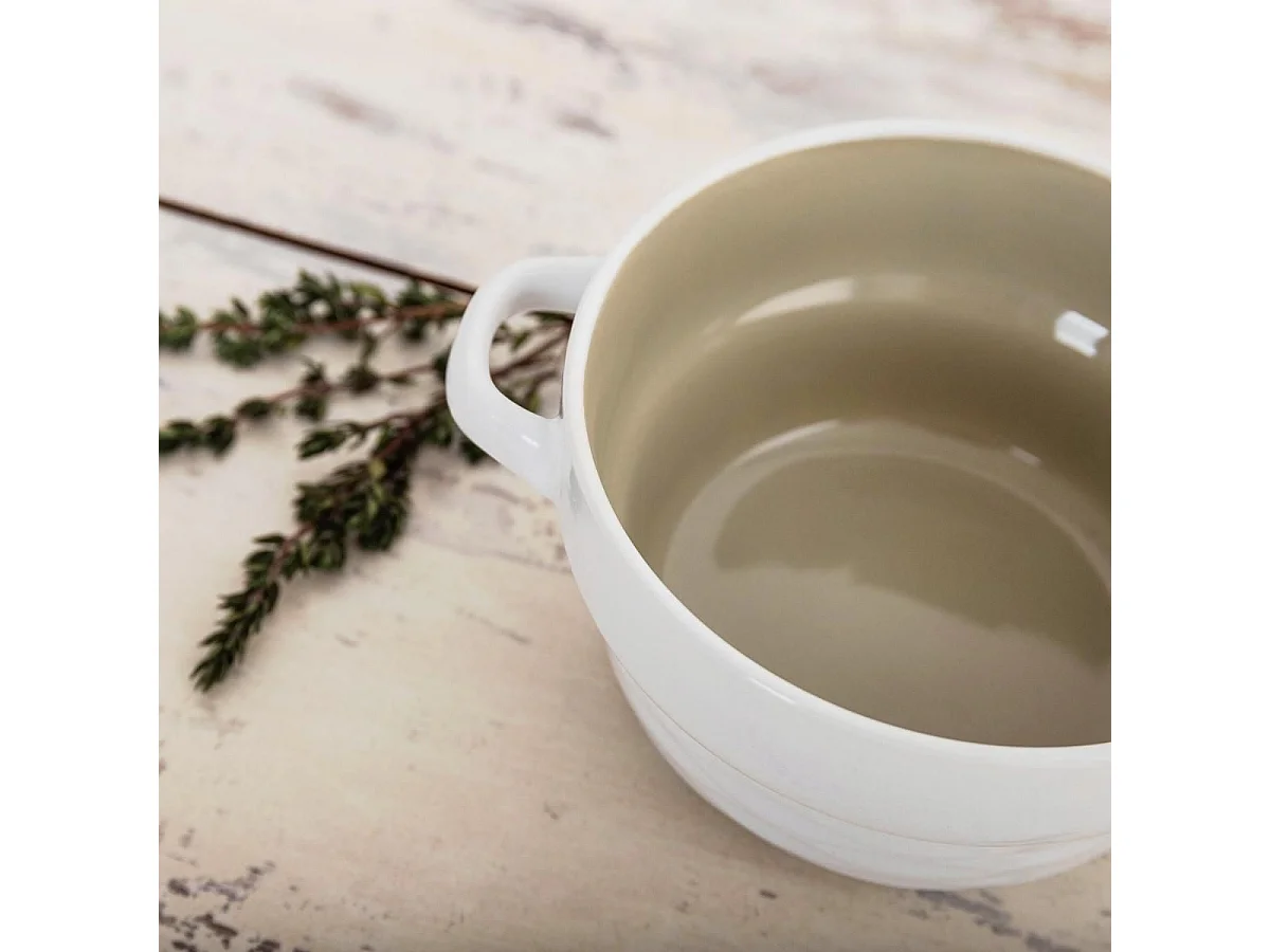 Bol Vita Quid cerámica blanco/marrón 50 cl