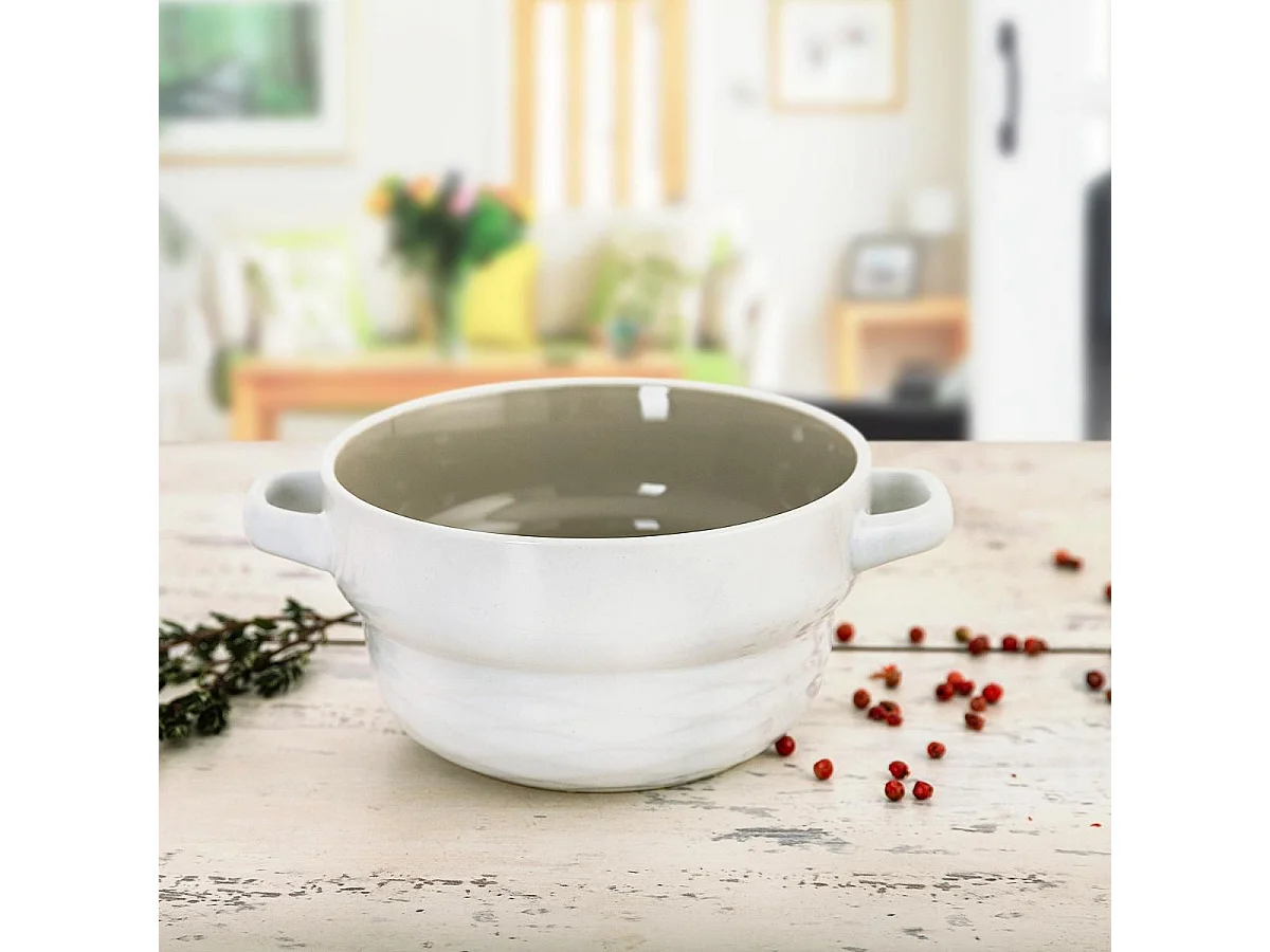 Bol Vita Quid cerámica blanco/marrón 50 cl