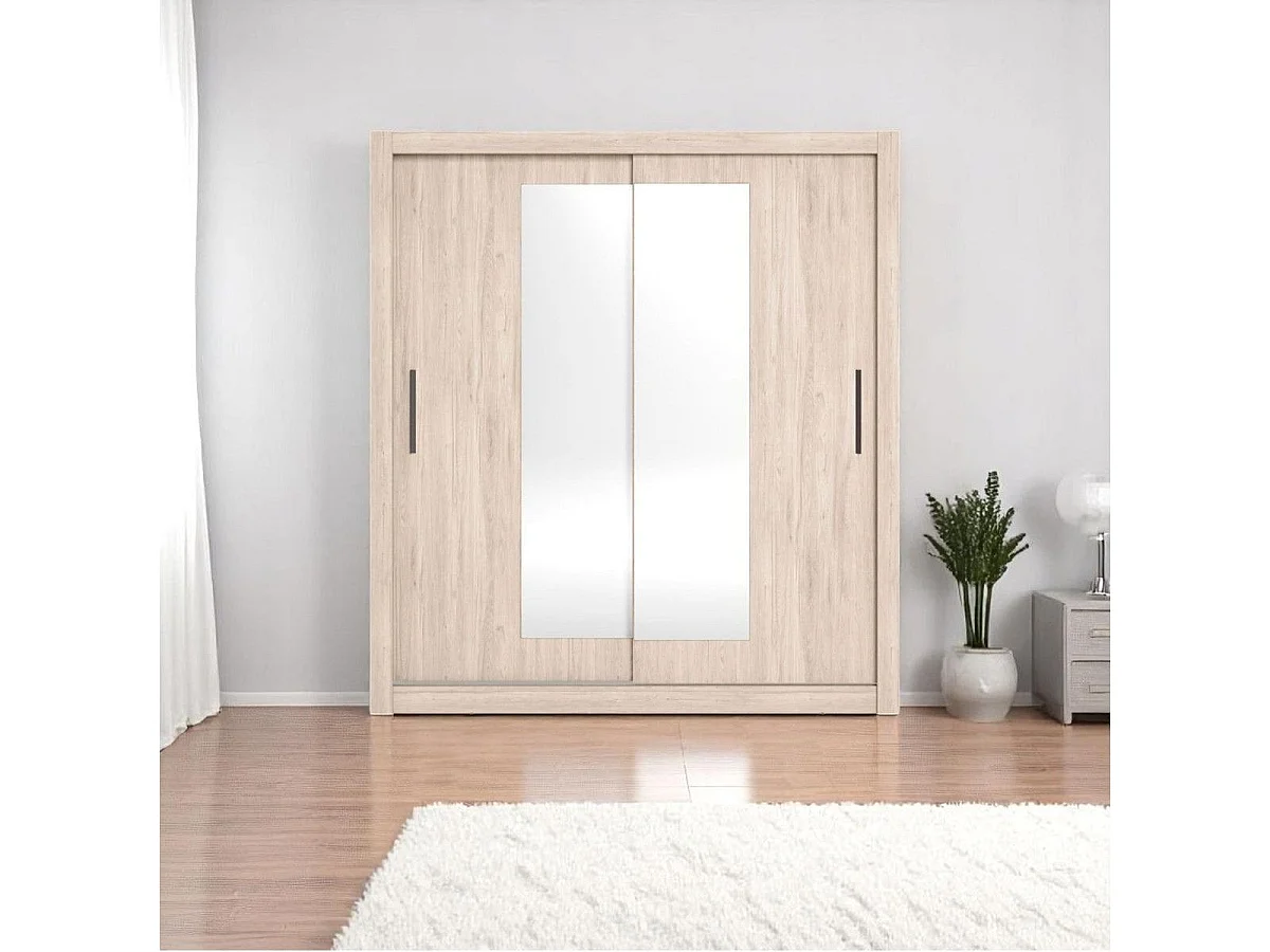 Armario Sava 2 puertas correderas con espejo sahara 201x182x58,7 cm