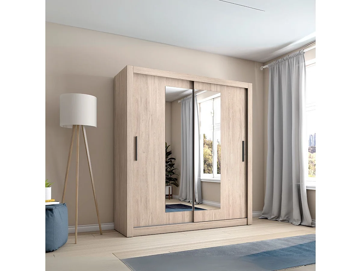 Armario Sava 2 puertas correderas con espejo sahara 201x182x58,7 cm