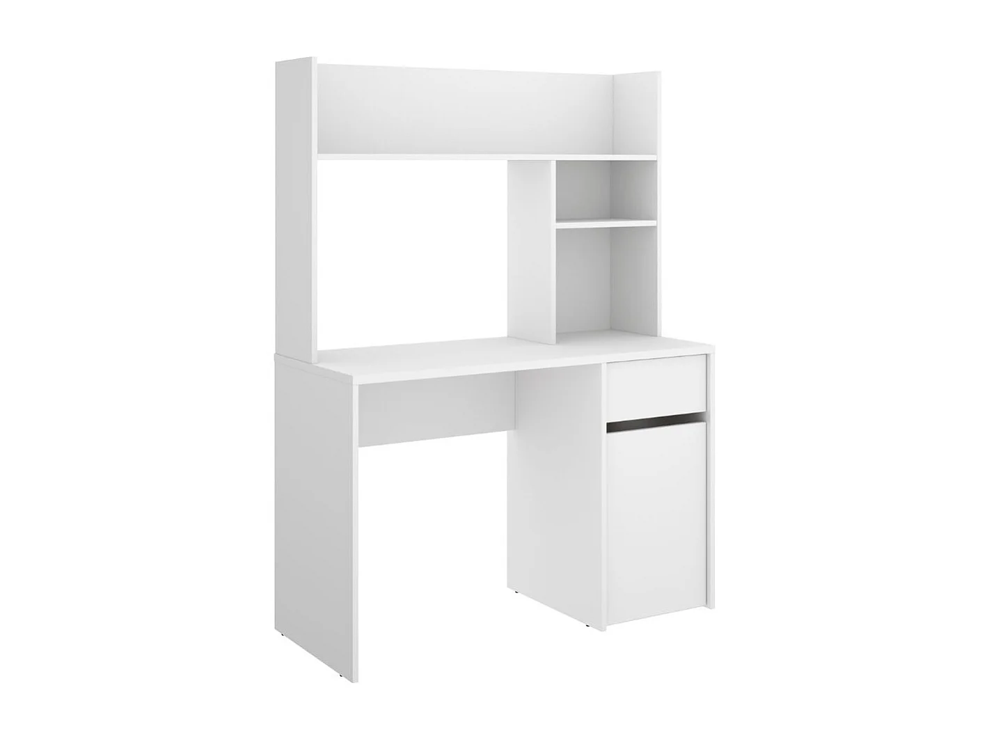 Mesa de escritorio Bali cajón + armario + 3 compartimentos blanco 154x110x50 cm