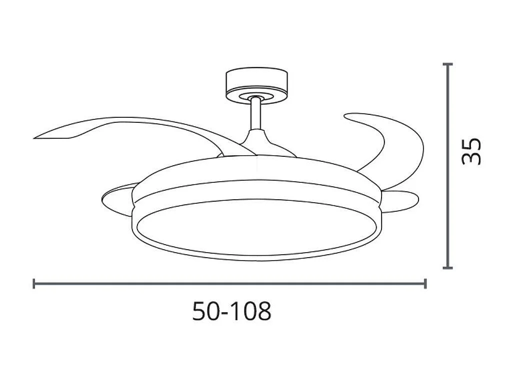 Ventilador de techo Akran Bel Air 72W 4 aspas retráctiles con luz LED plata Ø108 cm